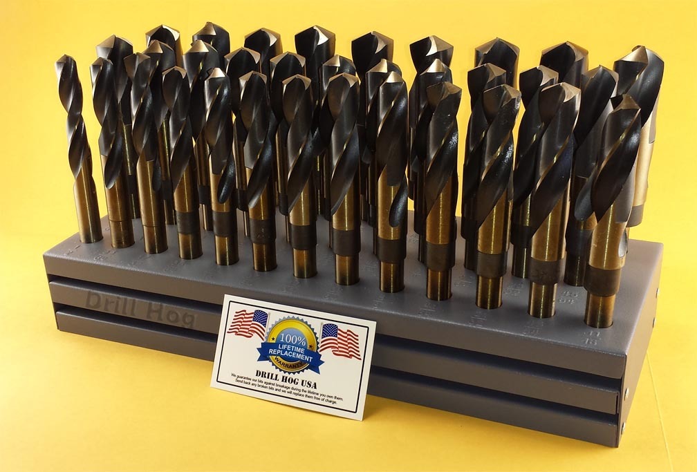 Drill Hog® Silver & Deming Drill Bit Set M7 Index 33 Pc 1/2~1" Lifetime Warranty