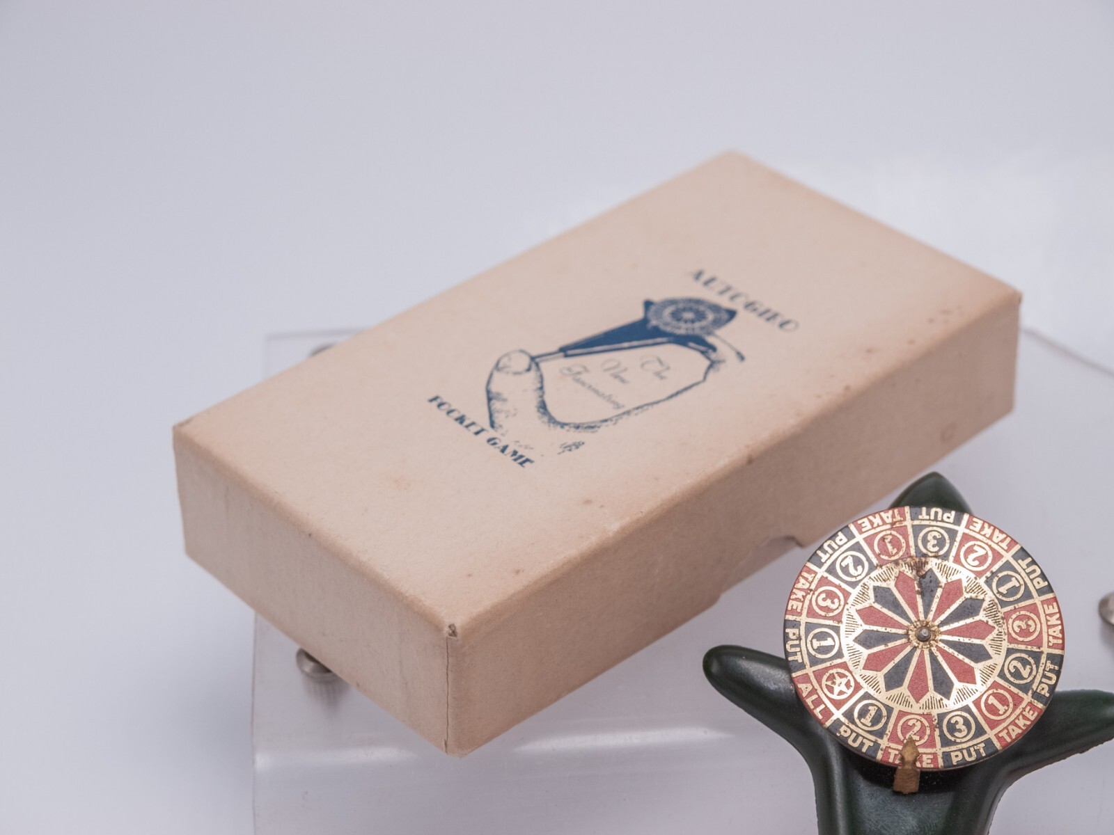 Rare - Autogiro Pocket Roulette Wheel Gambling - Green Bakelite w/ Original Box