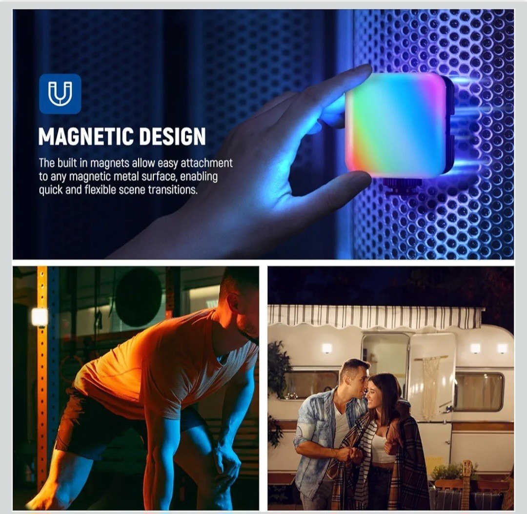 NEEWER Magnetic RGB Camera Light, 360° Full Color RGB61 Small LED Panel BRIGHT!