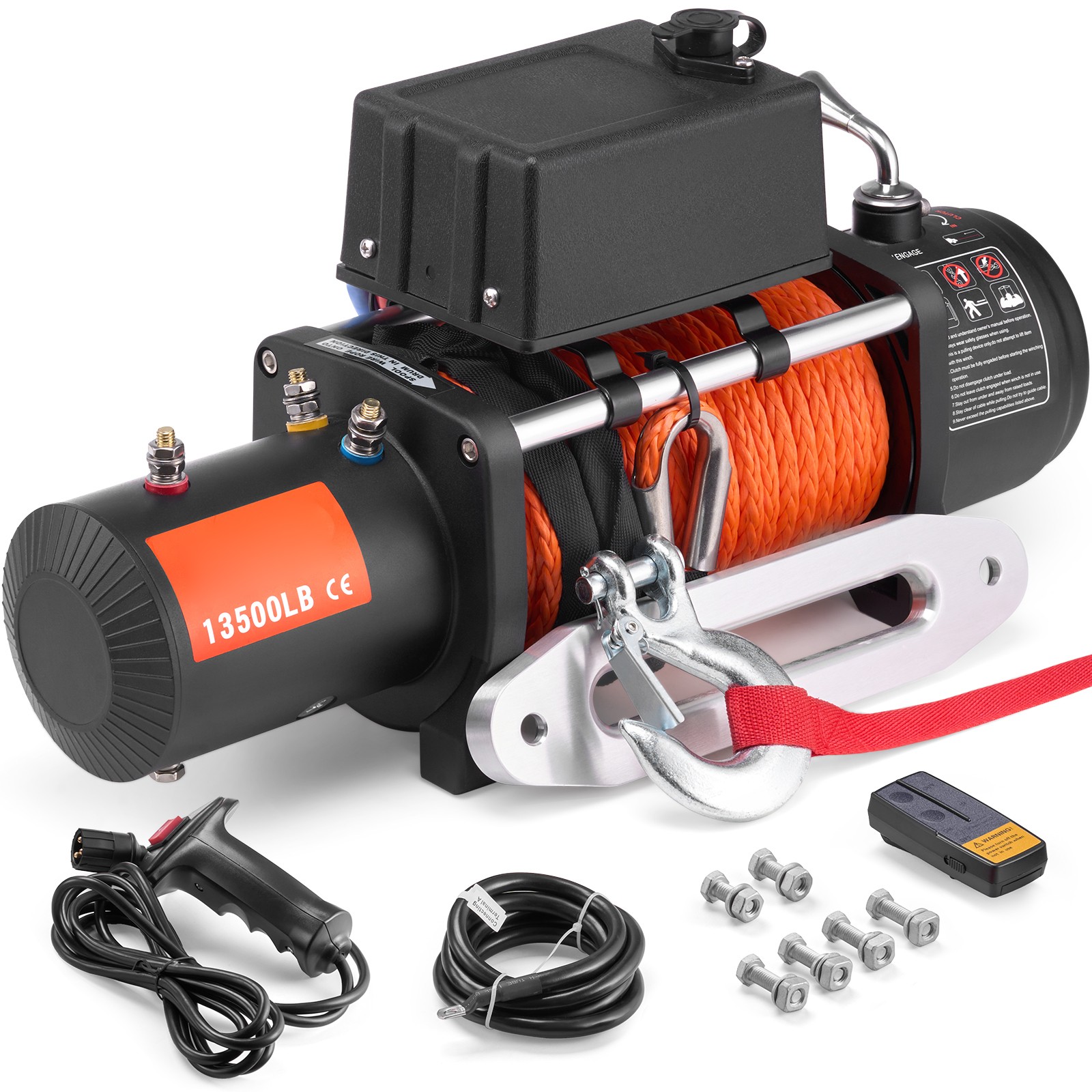Uimoso Electric Winch 13500LBS Synthetic Cable Truck Trailer Towing Off-Road 4WD