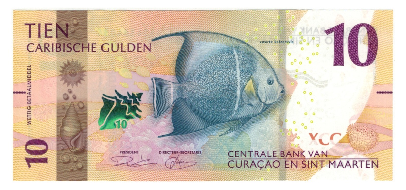 Curaçao & Sint Maarten 10 Gulden (31-03-2025) - Conch/Lightouse, p1, B101a UNC