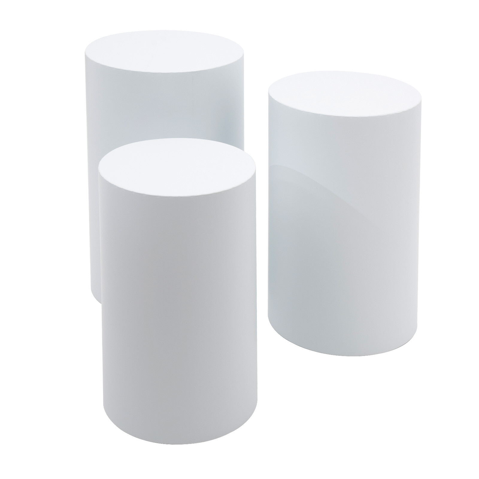 3 Pcs Round Cylinder Pedestal Stand For Wedding Party Display Stand Decor White
