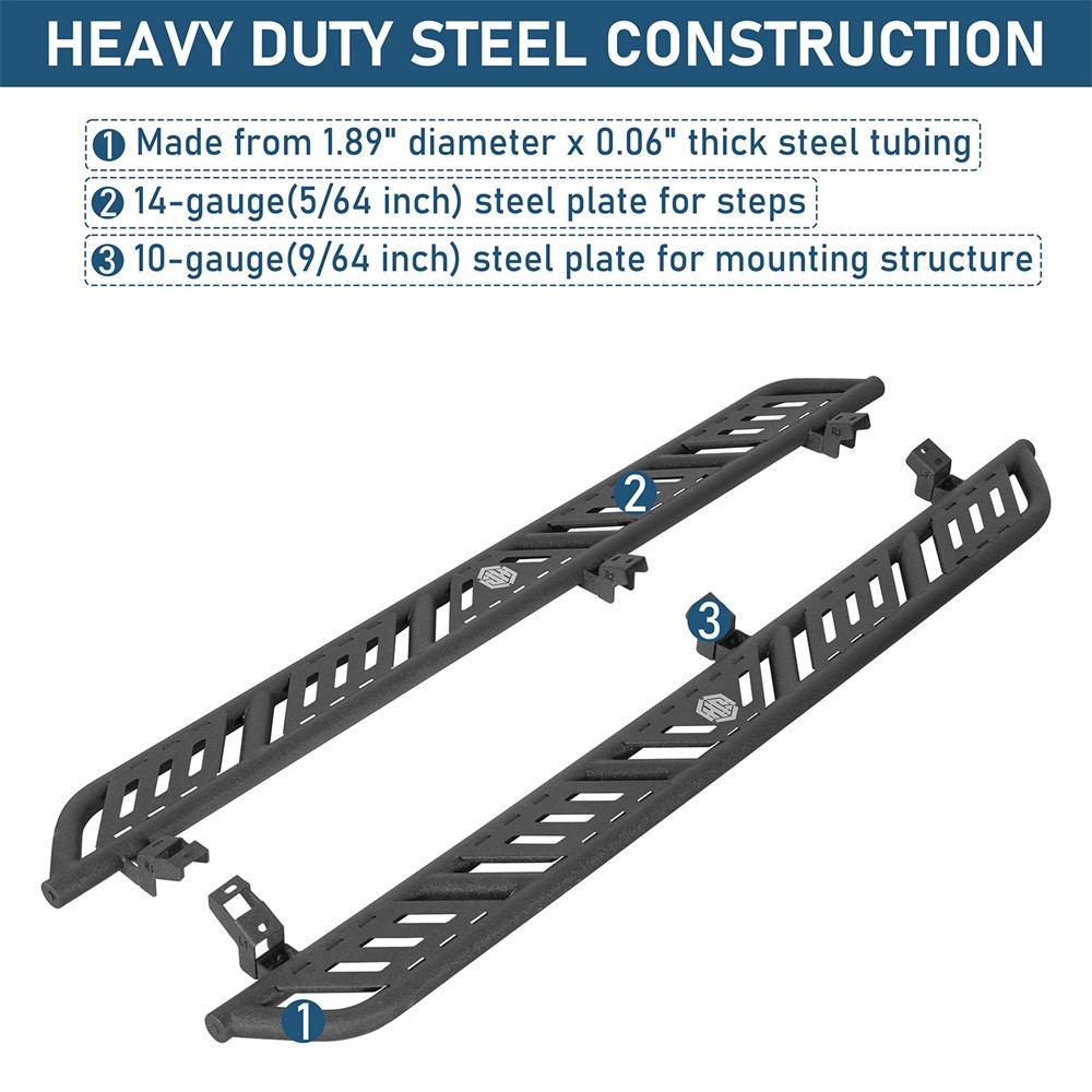 Steel Nerf Side Step Bars Running Board 2Pcs Fit Toyota Tundra 07-21 Crewmax