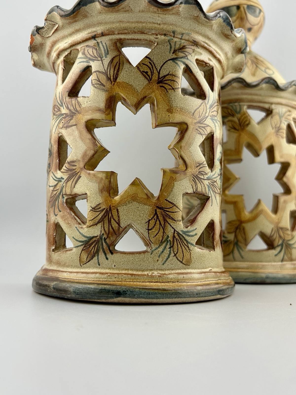 Vintage Portuguese Algarve Olaria de Almancil Pierced Ceramic Wall Lantern Alice