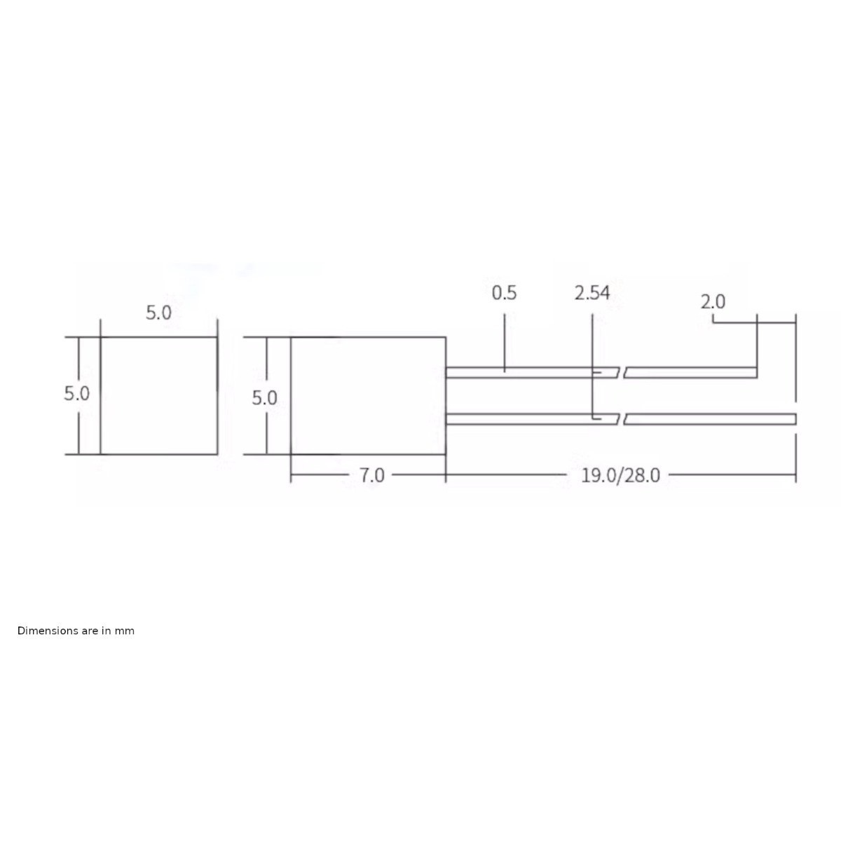 50 x 12v 5mm Cube Frosted Lens LED - Cool Clear White LED - Ultra Bright (5v-15v