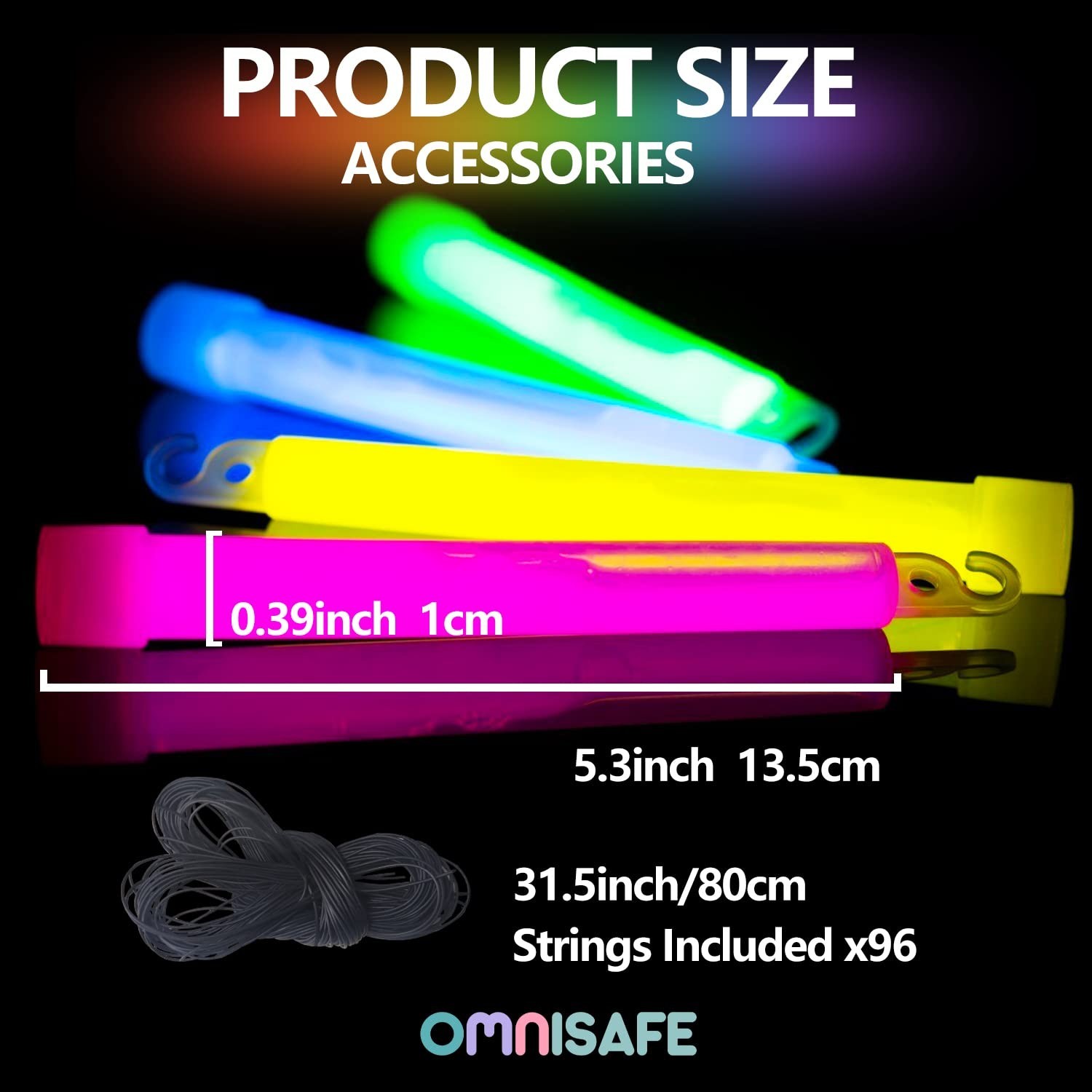 48 Pack 6 Inch Ultra Bright Large Glow Sticks 10 Hr+ Long Lasting Light Sticks