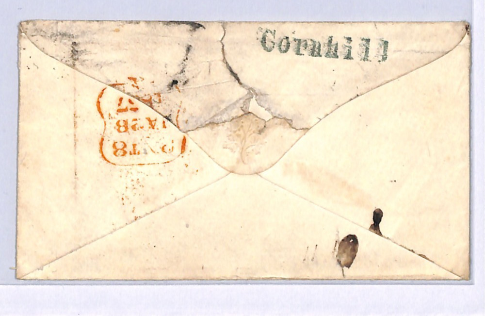 GB QV SG.32 Cover 1d Brown-Rose Cornhill 1857 London *73* District Numeral XB63