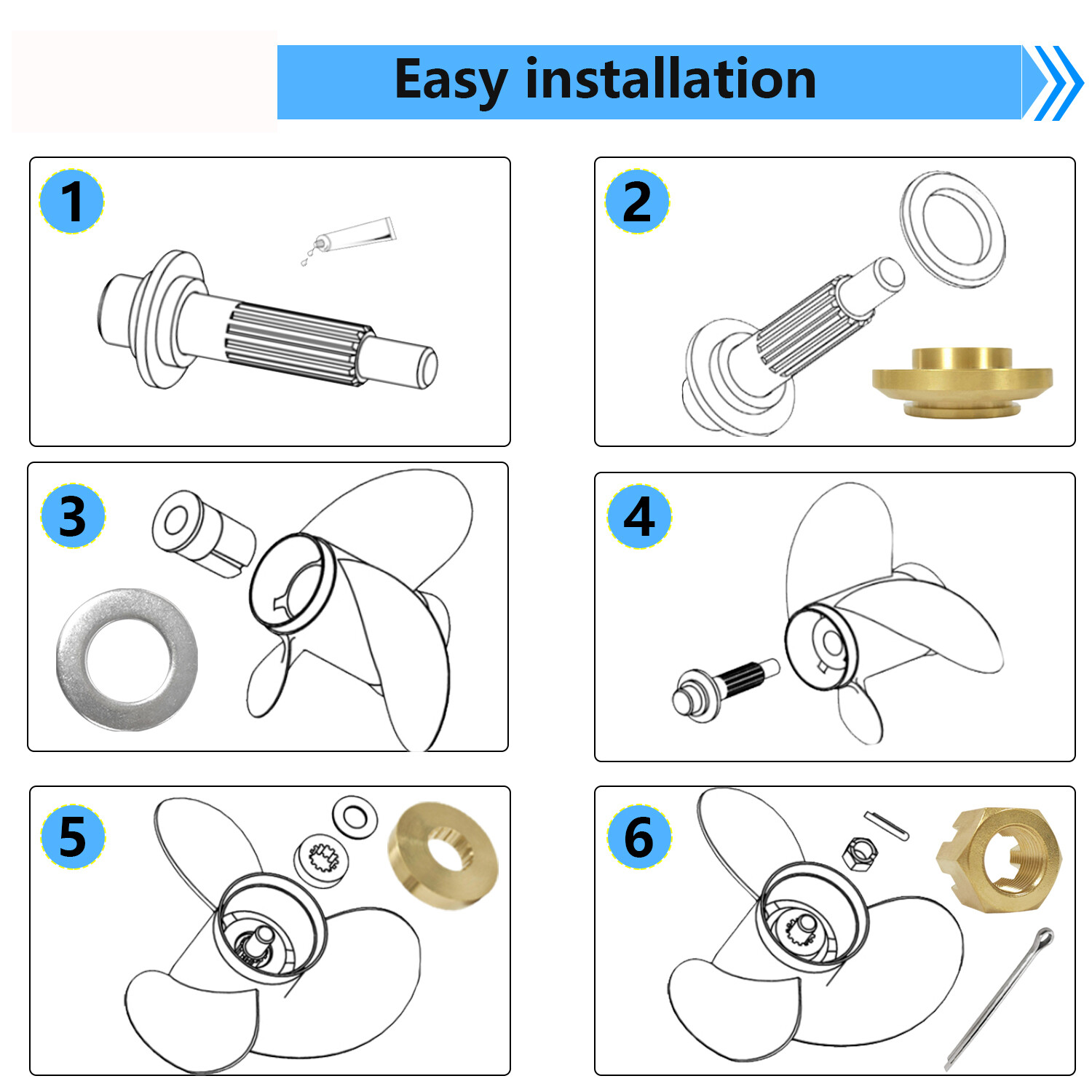 Propeller Installation Hardware Kits for Yamaha Outboard 150-300HP #6E5-45987-01