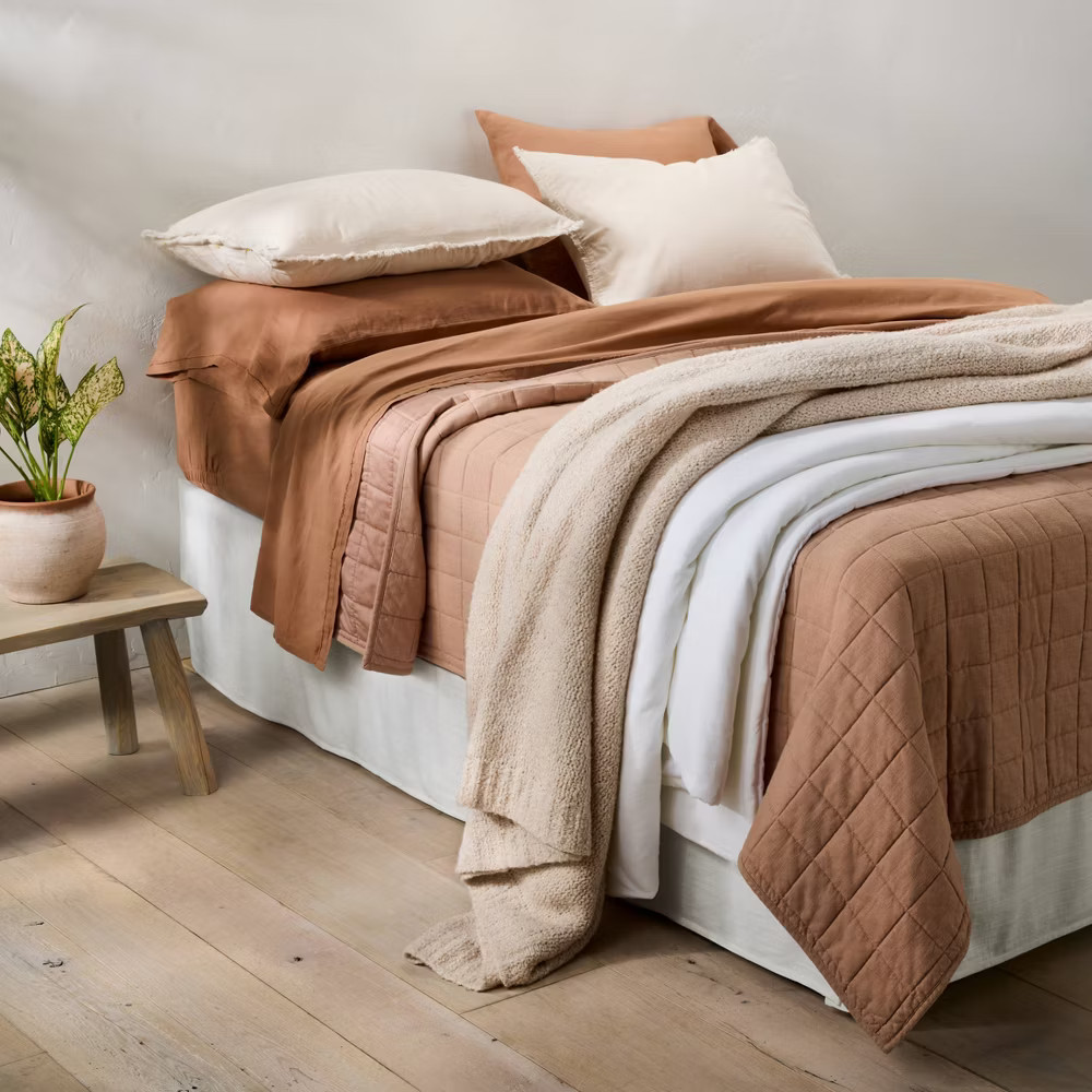 Full/Queen Linen Bed Skirt White - Casaluna