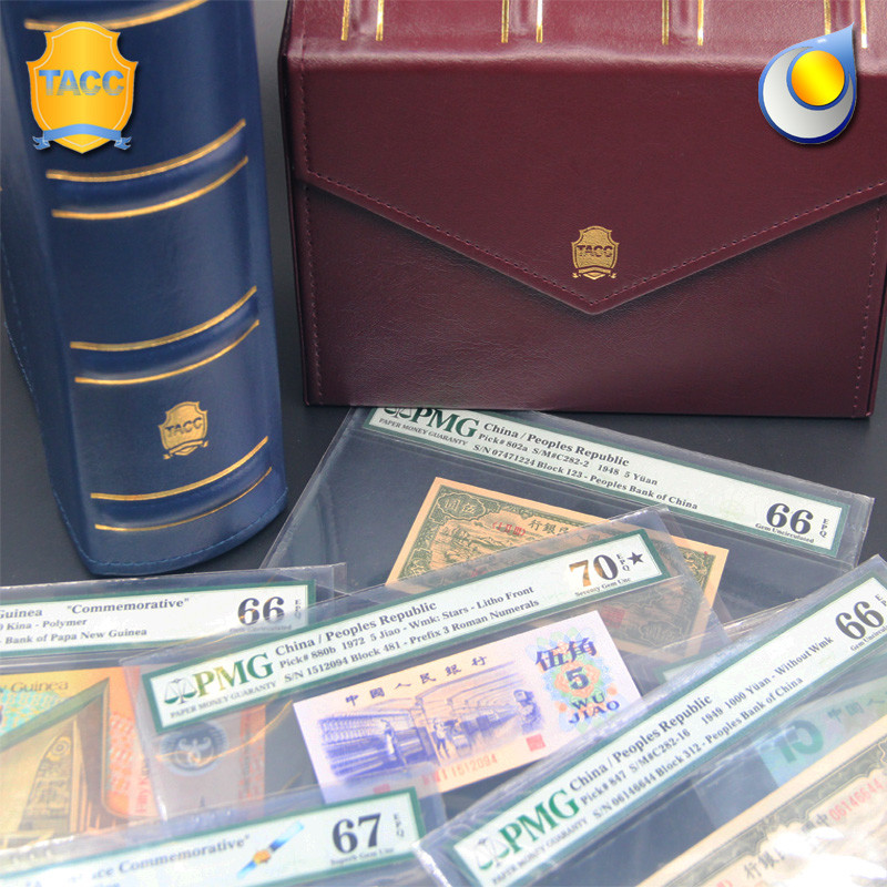 Storage Box w Faux Leather for PMG Graded Banknotes Currency Holder Paper Money