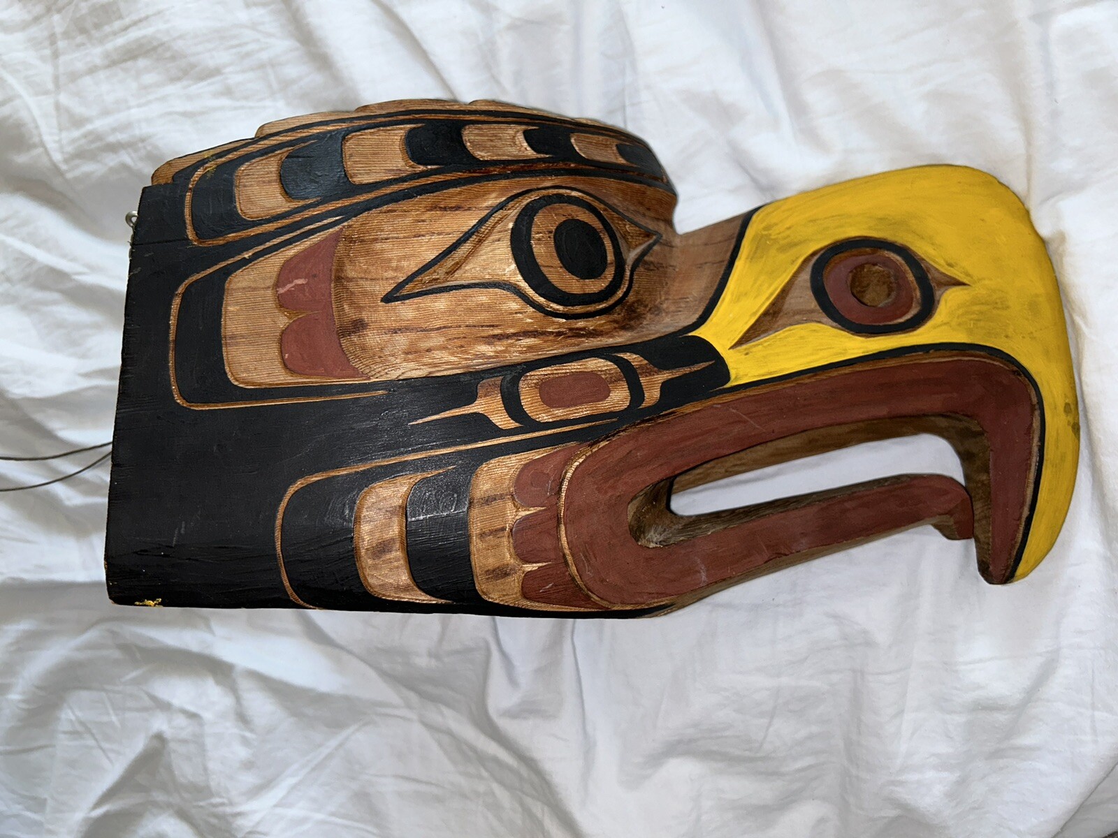 Northwest Coast Vtg Indian First Nation Cedar Headdress Mask Eagle Hand Carved