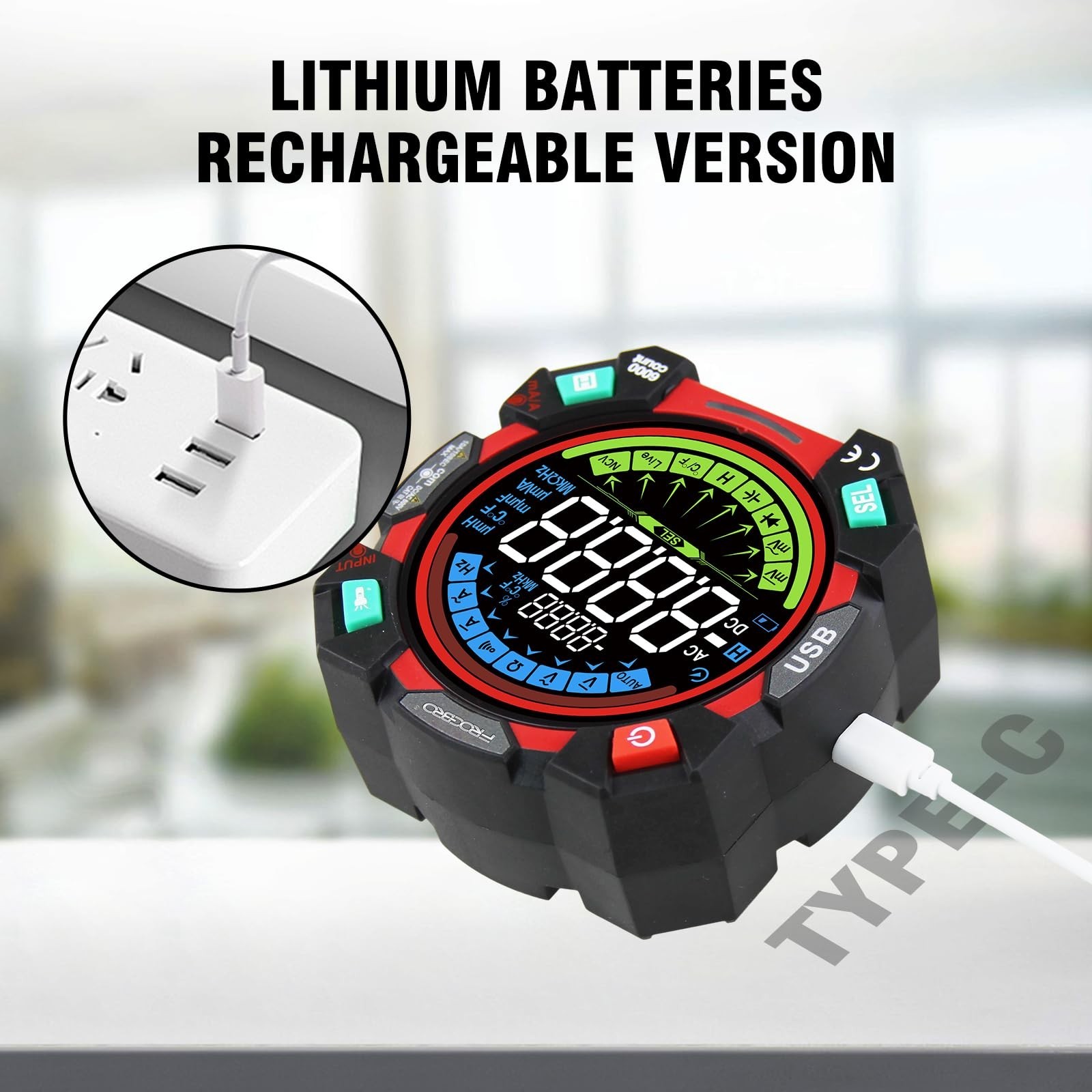 FROGBRO Portable Digital Multimeter Tester 6000 Counts VA Display Auto-Rangin...