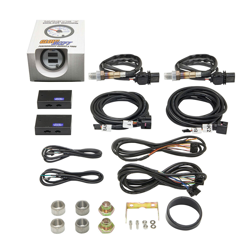 GlowShift White 7 Color Dual Wideband Air/Fuel Ratio Gauge w LSU Oxygen Sensors