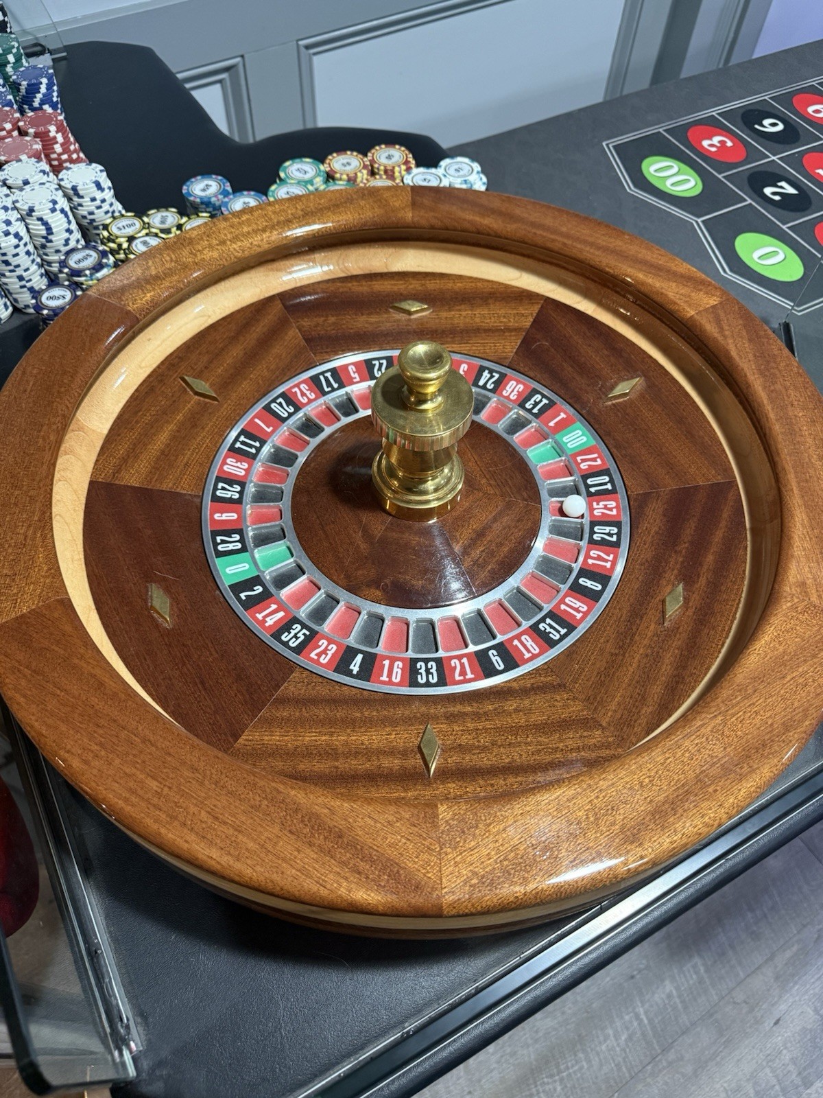 27 Inch Solid Mahogany Roulette Wheel Made in USA by ACEM CASINO SUPPLIES