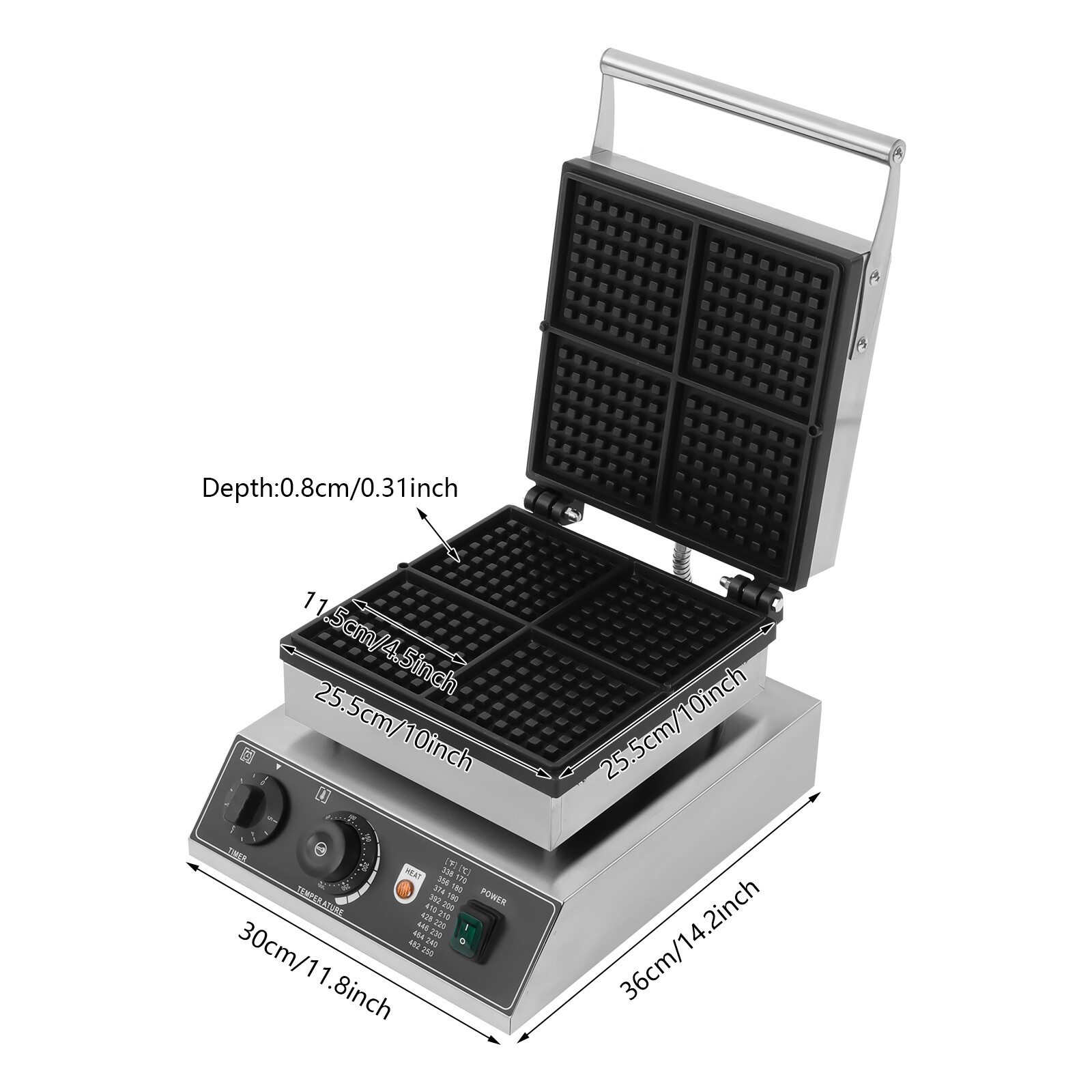 Commercial Electric Waffle Maker Belgian Waffle Baker Baking Machine Nonstick