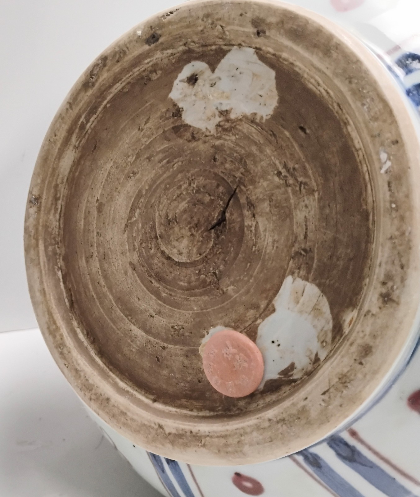 PAIR 20th Century Chinese Blue Copper Red & White Hand Painted Garlic Vase 20"