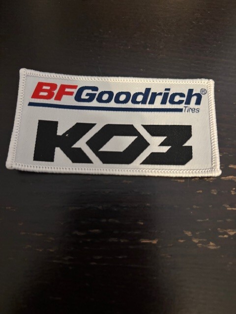 BF GOODRICH KO3 EMBROIDERED PATCH IRON/SEW ON 3.5" x 1-3/4"