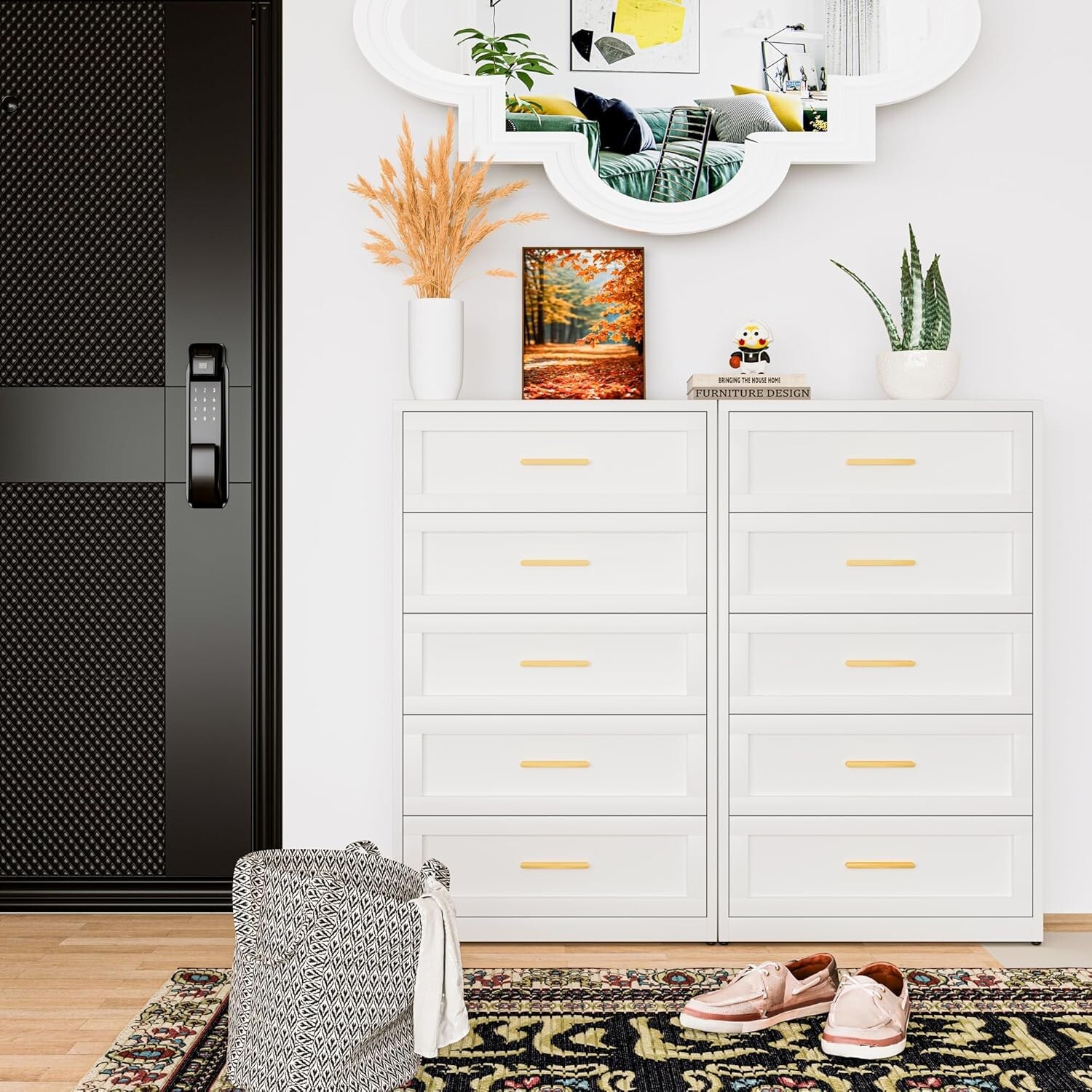 Cofar 47.72" Metal 5 Drawer Tall Dresser Storage Cabinet For Bedroom,Livingroom