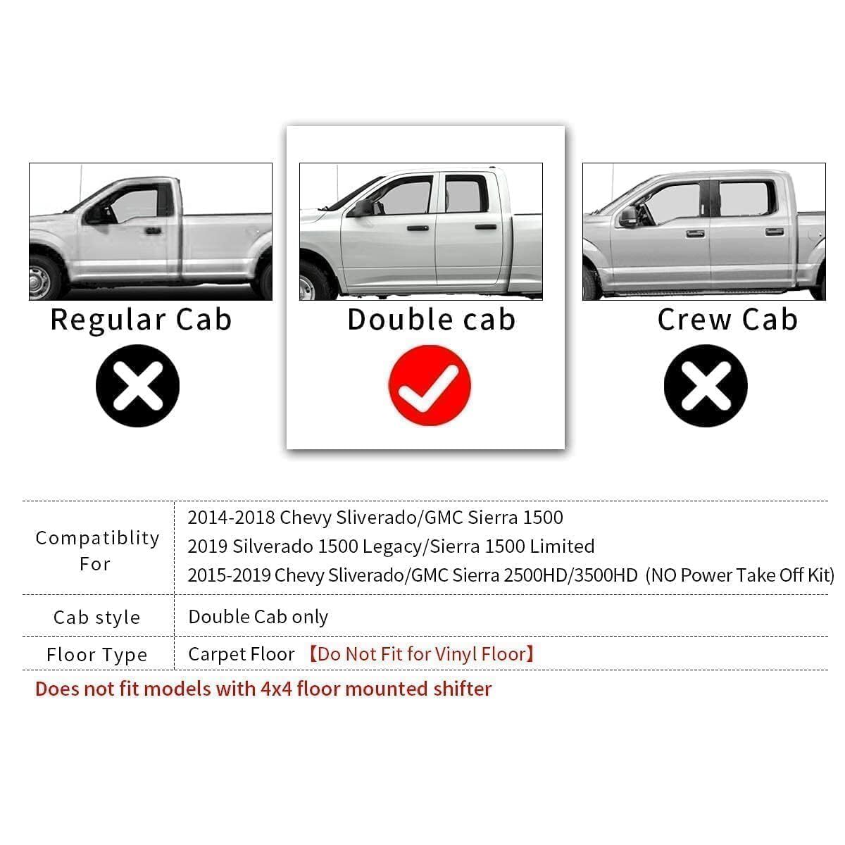 YITAMOTOR Floor Mats Liner for 2014-2019 Chevy Silverado GMC Sierra Double Cab