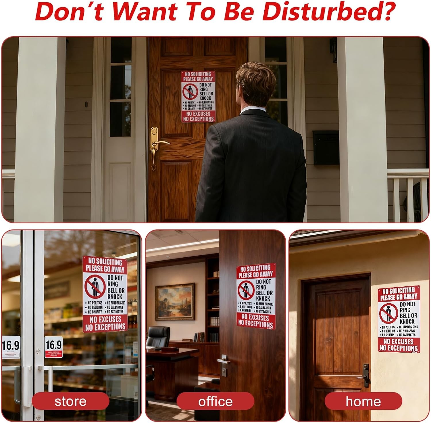 No Soliciting Sign for House,No Soliciting Signs for Home，Do Not Knock Please