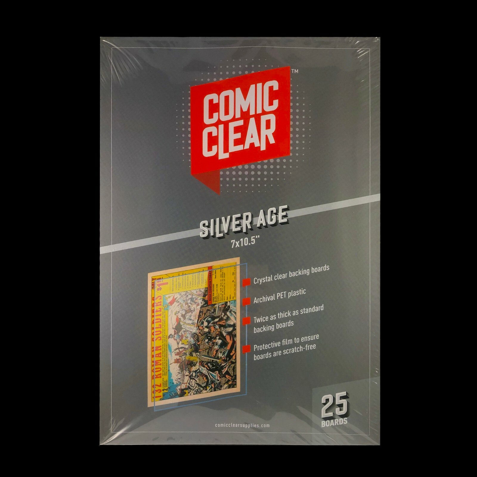25-pack of Crystal-Clear Comic Clear Backing Boards - Silver Age Size