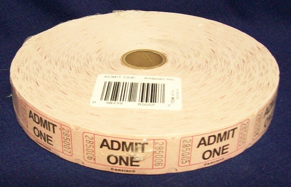 AMSCAN INC ADMIT ONE 2000 COUNT ROLL EVENT PARTY RAFFLE FAIR TICKETS