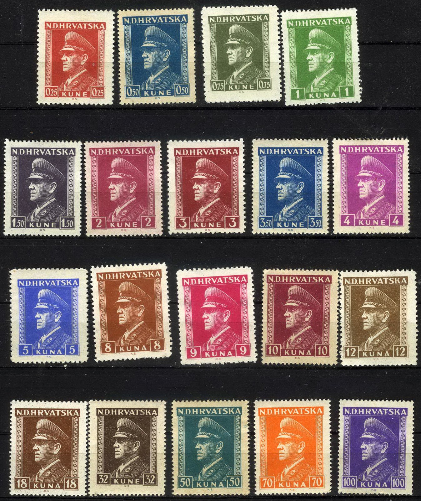 Croatia 1943 Ante Pavelich MH (SC# 61-74, 76-80)