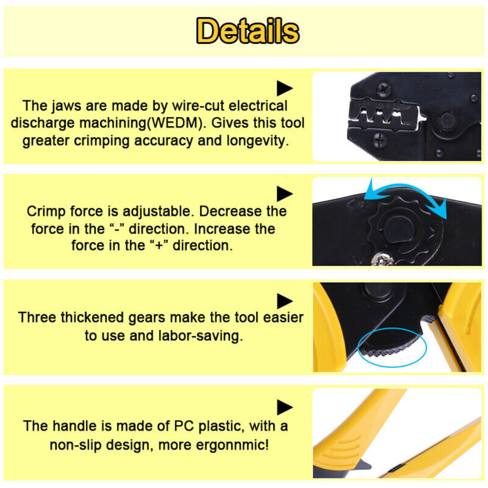 Ratcheting Crimping Tool Kit Cord End Terminals Wire Crimper Pliers w/ 8 Dies