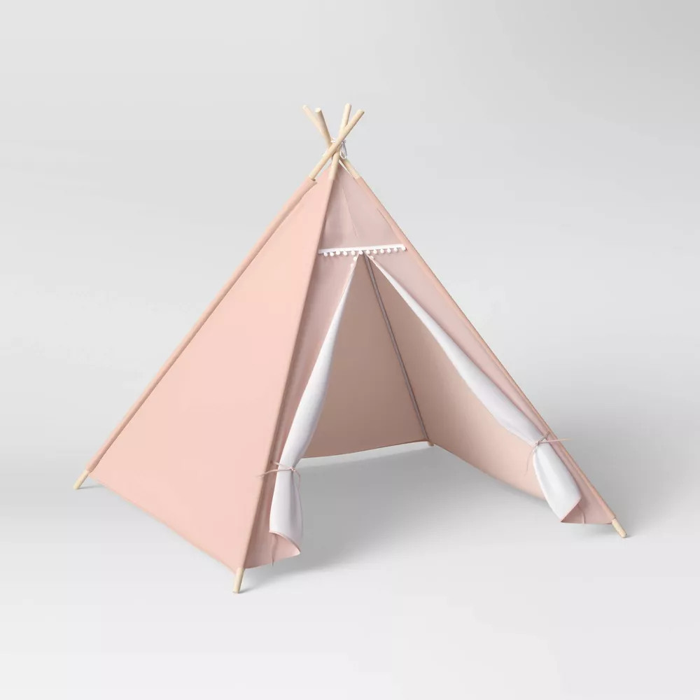 Pillowfort Pom Pom Kids' Camping Tent Teepee Play Pine Frame Ages 3+