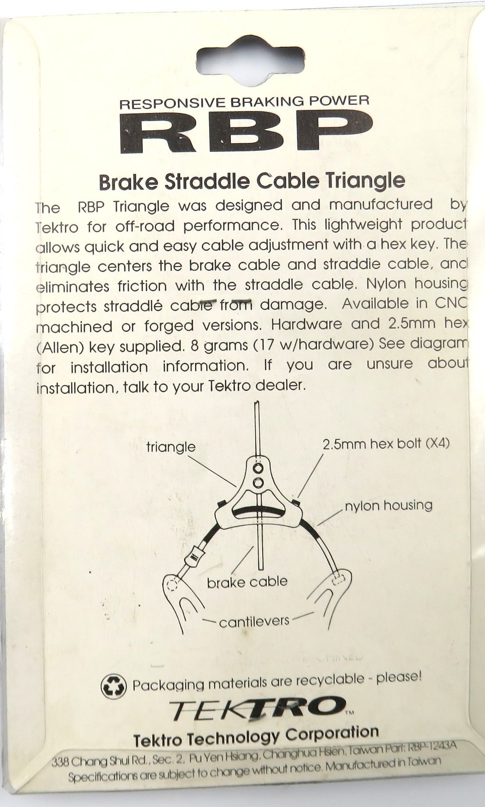 Vintage RBP Brake Straddle Cable Triangle Yoke for Cantilever