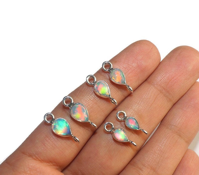 DIY opal supplies links sterling silver fire opal connector for jewelry making