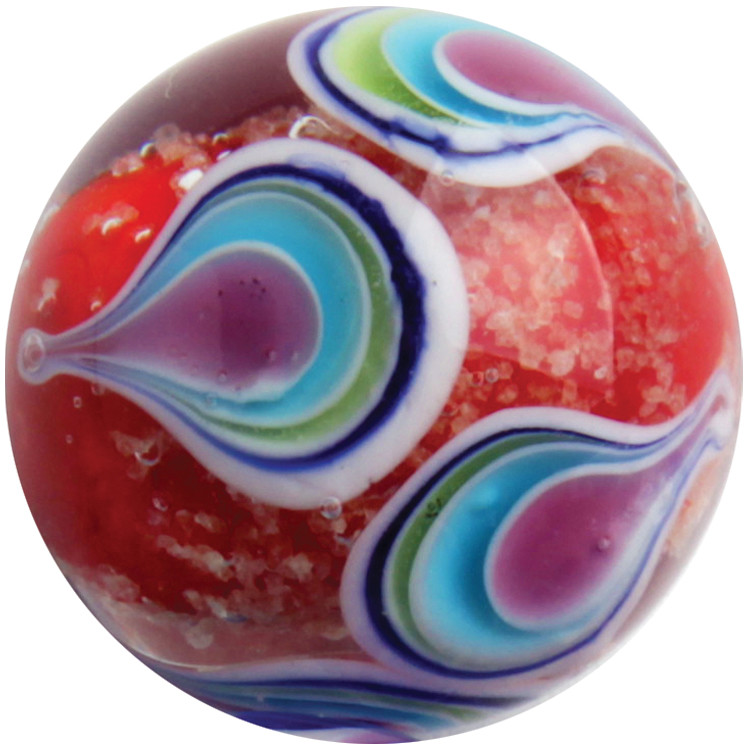 22mm NAMASTE Handmade GLOW IN THE DARK art glass Red Marble ball 7/8" SHOOTER