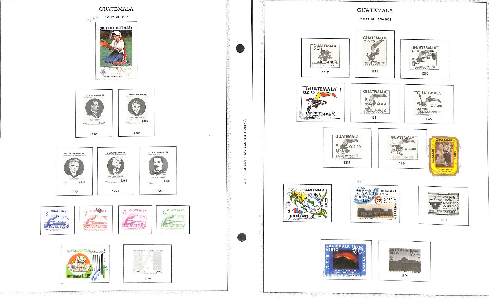 Guatemala Stamp Collection on 40 Minkus Pages, 1871-1991 (BJ)
