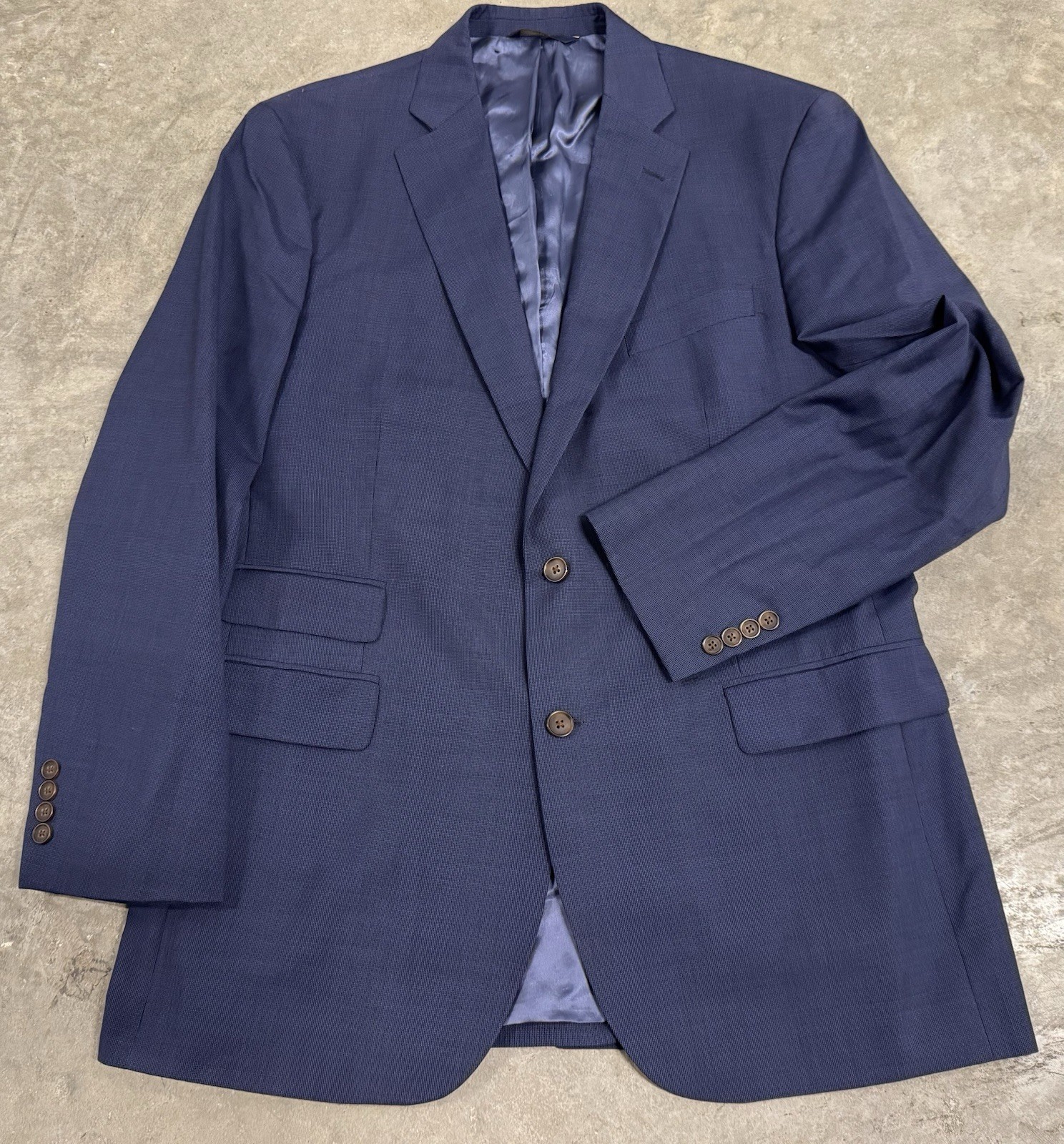 Brooks Brothers Blazer Jacket Mens 44L Blue Hopsack Tollegno Italy Wool Madison