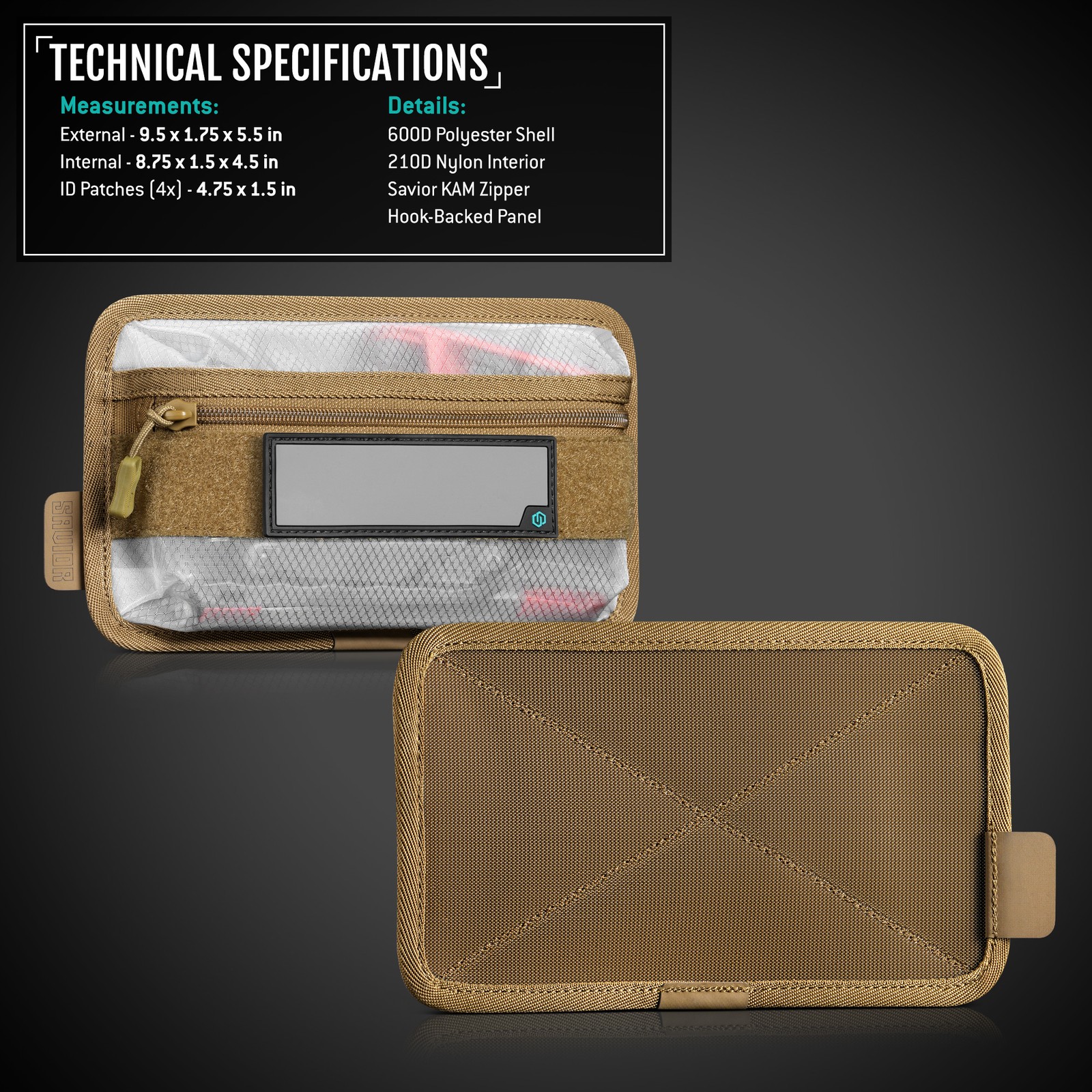 [HOOK-BACKED]2-Pack 9" x 5" Tactical Mesh Pouch Gear Storage Backpack Organizer