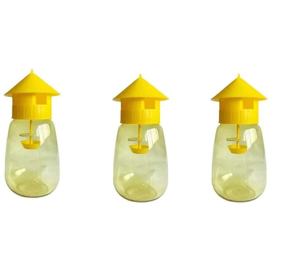 3pcs Fruit Fly & Insect Trap – Outdoor Plastic Hanging Drosophila Killer - NEW
