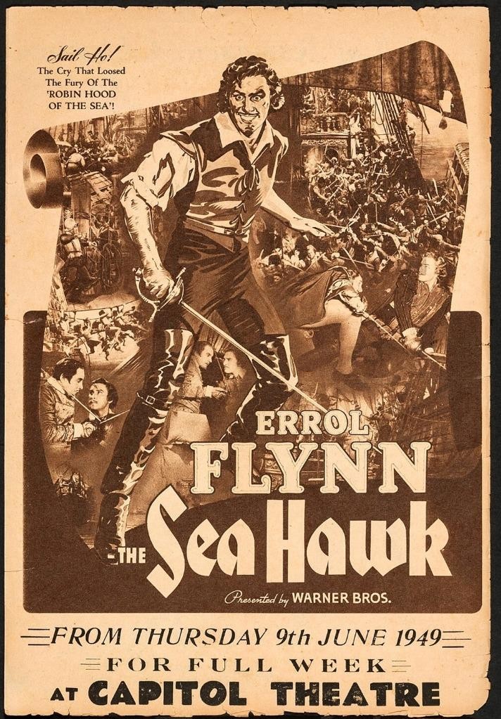 Movie Herald, The Sea Hawk, Errol Flynn, 1949, Capitol Theatre, 15.75" X 21.5"