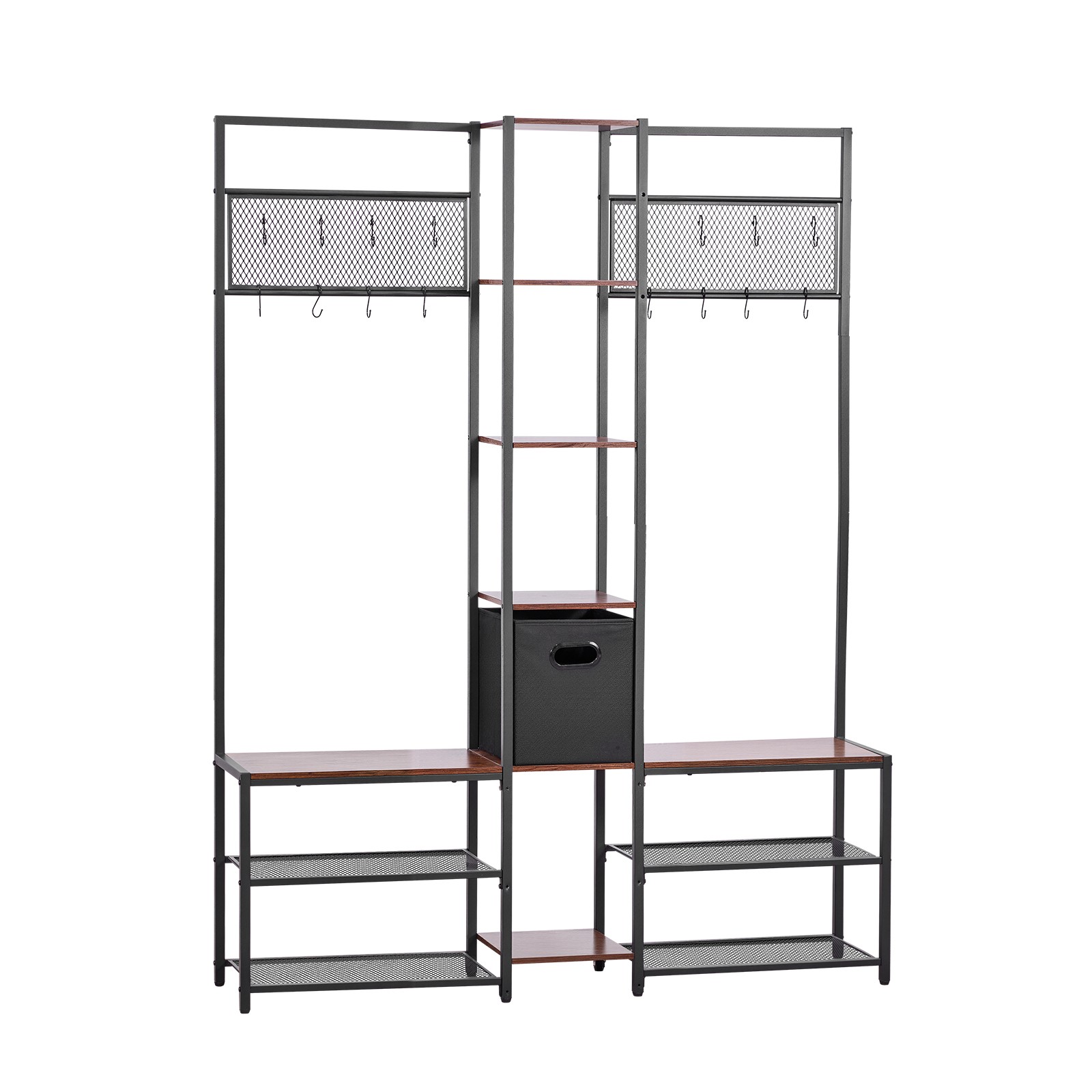 Uimoso Corner Hall Tree with Shoe Bench, 70.9 in Coat Rack with Hooks and Frame