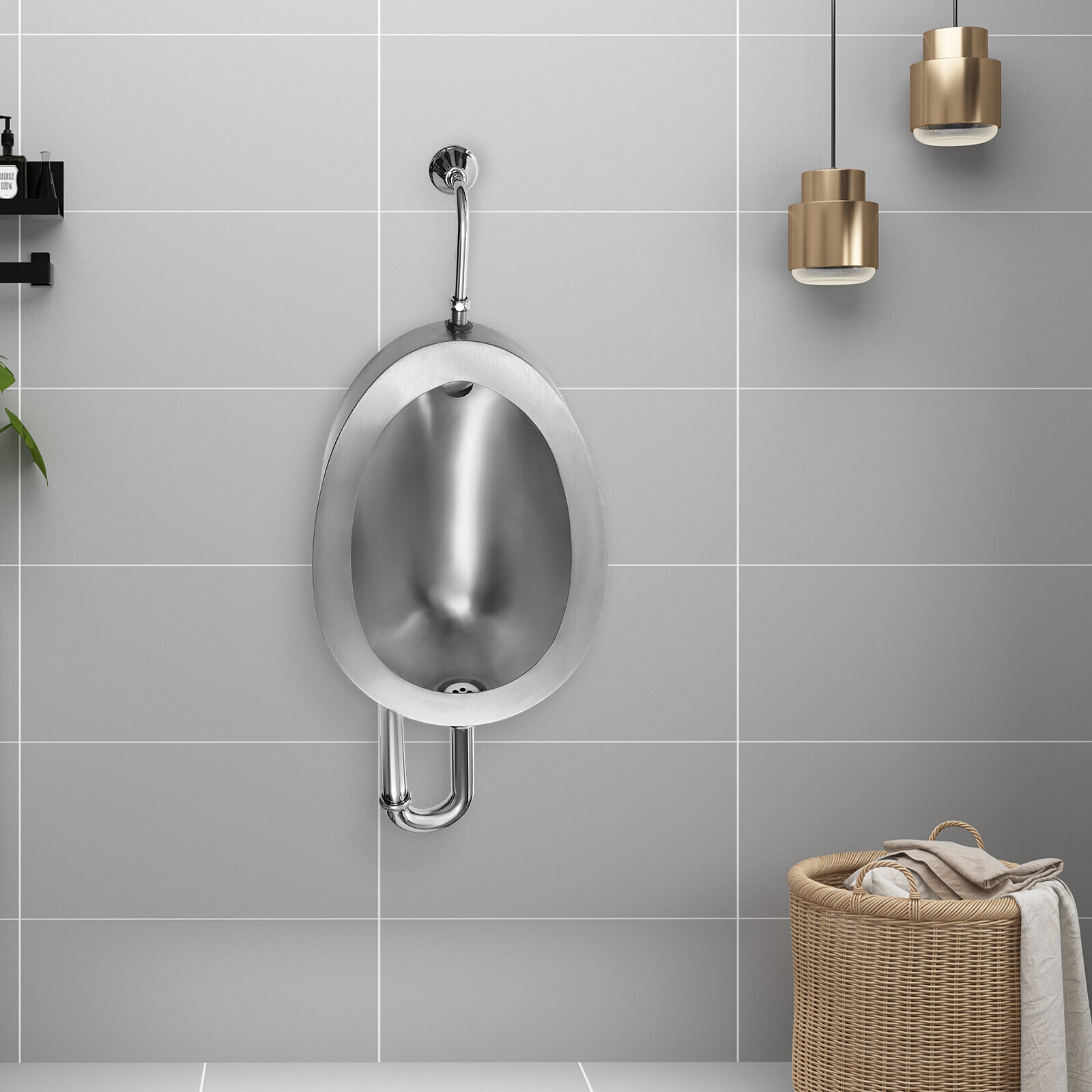 Automatic Wall Mounted Bathroom Urinal, Intelligent Sensor Flush Public Toilet