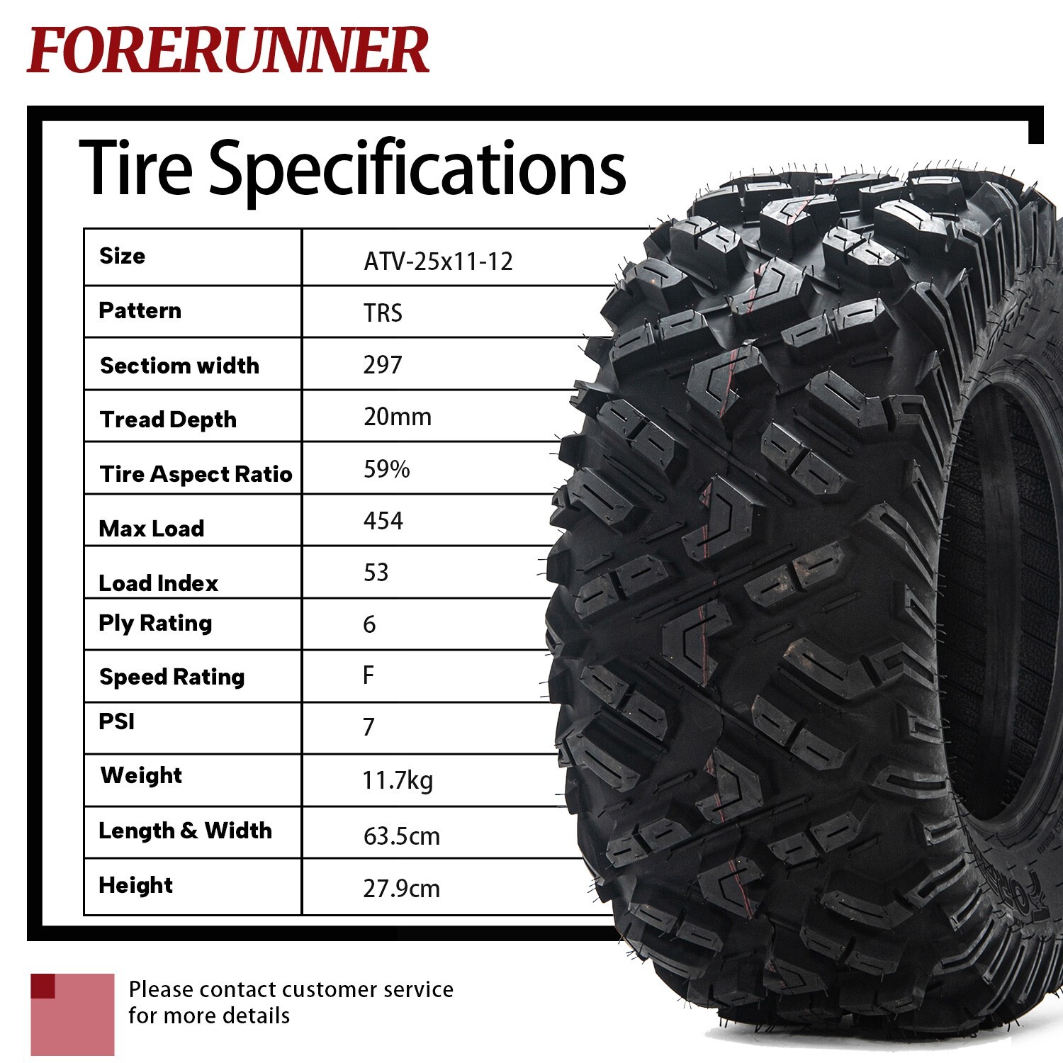 25x11-12 Set 2 ATV Tires 6Ply 25x11x12 UTV Tires 25 11 12 All Terrain Heavy Duty