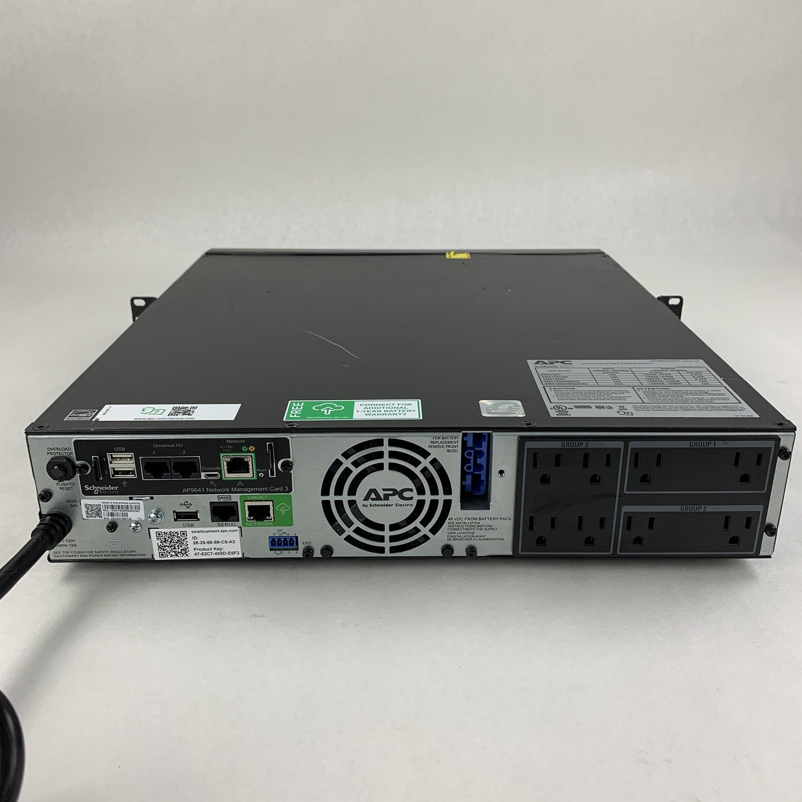 APC SMX1500RM2UCNC Battery Backup UPS Tested w/ AP9641 No Batt No Caddy