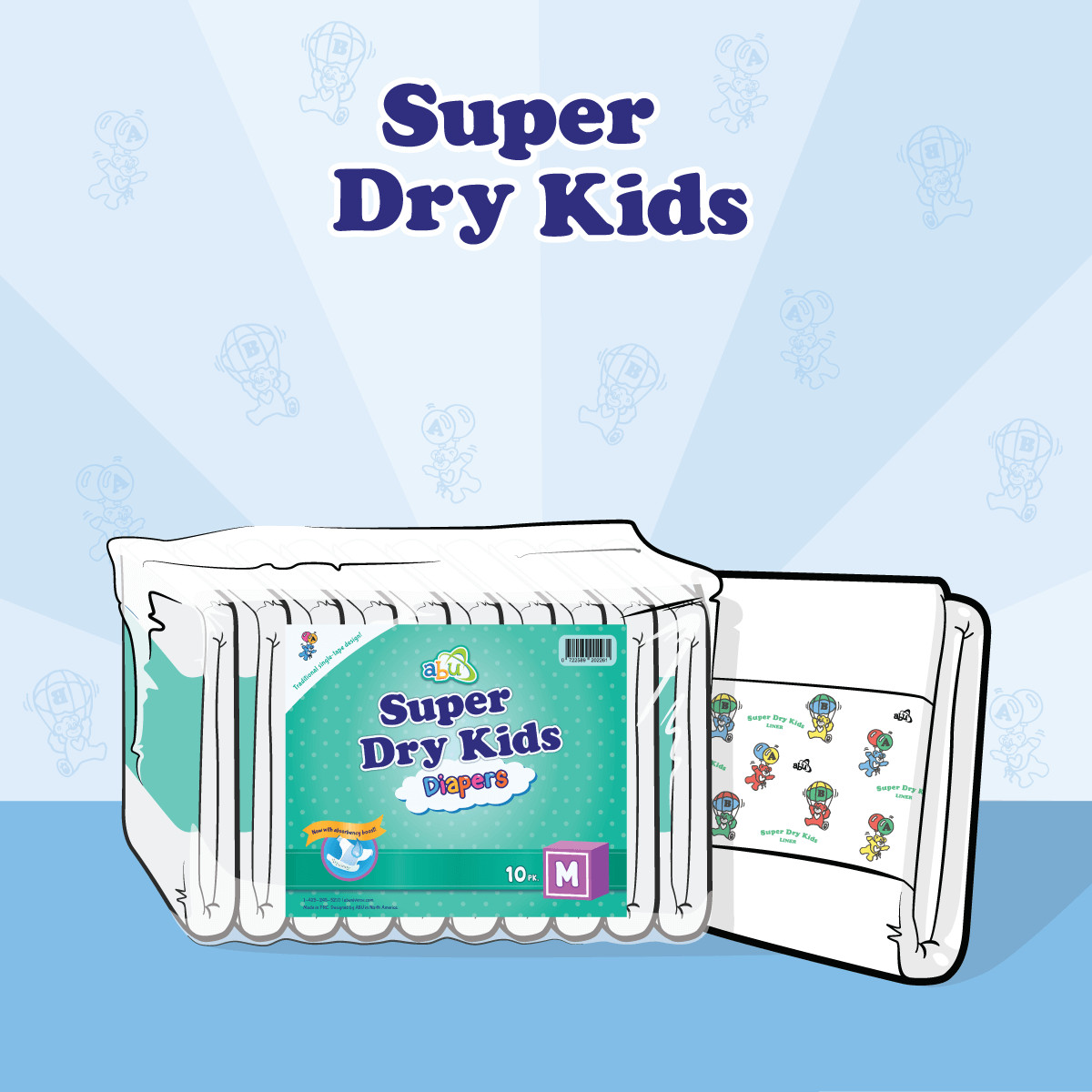 ABUniverse SDK Super Dry Kids Diapers (Pack of 10 or Case of 40) ABDL