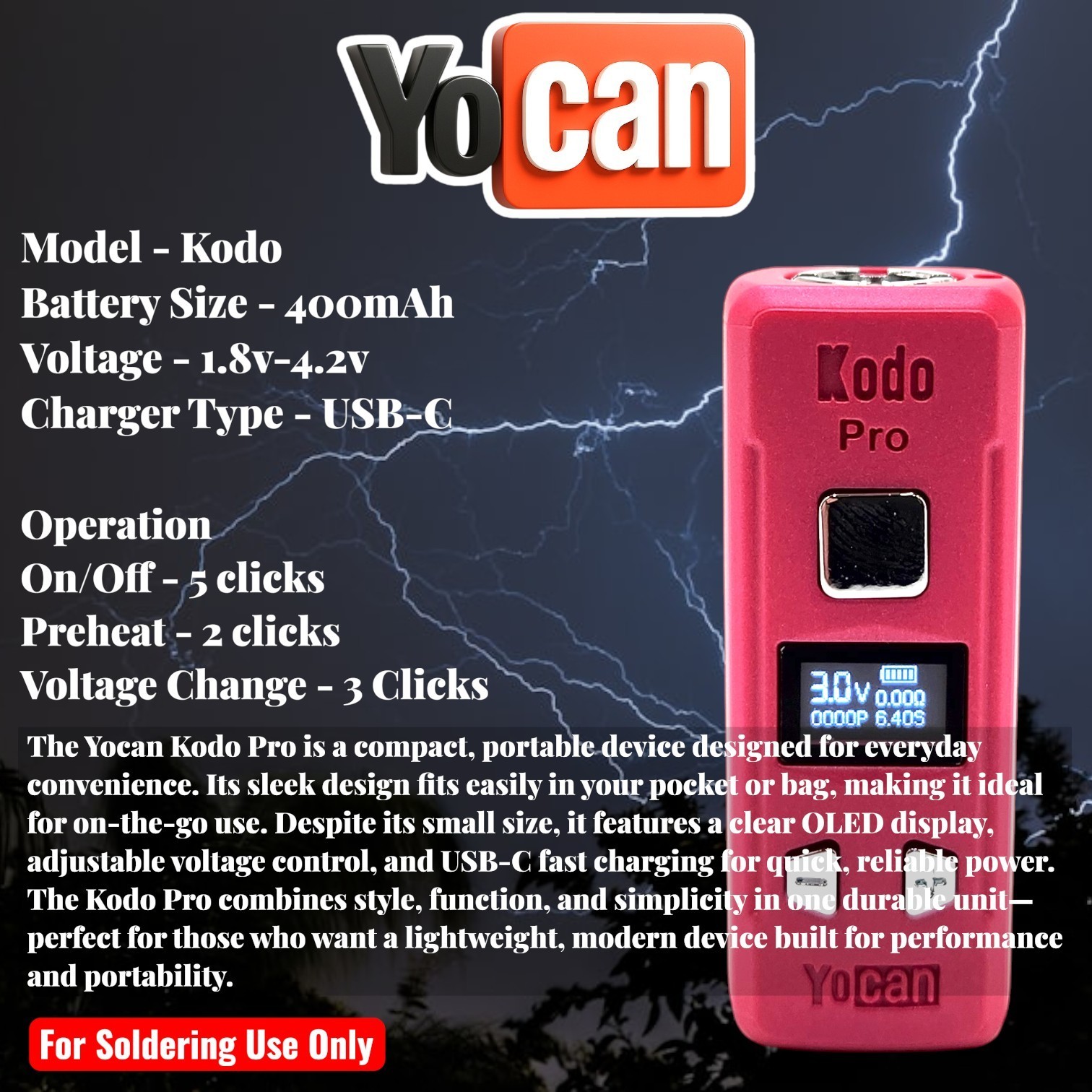 510 Preheat 400mAh Adjustable-speed Voltage Regulator Battery Rod Soldering Iron