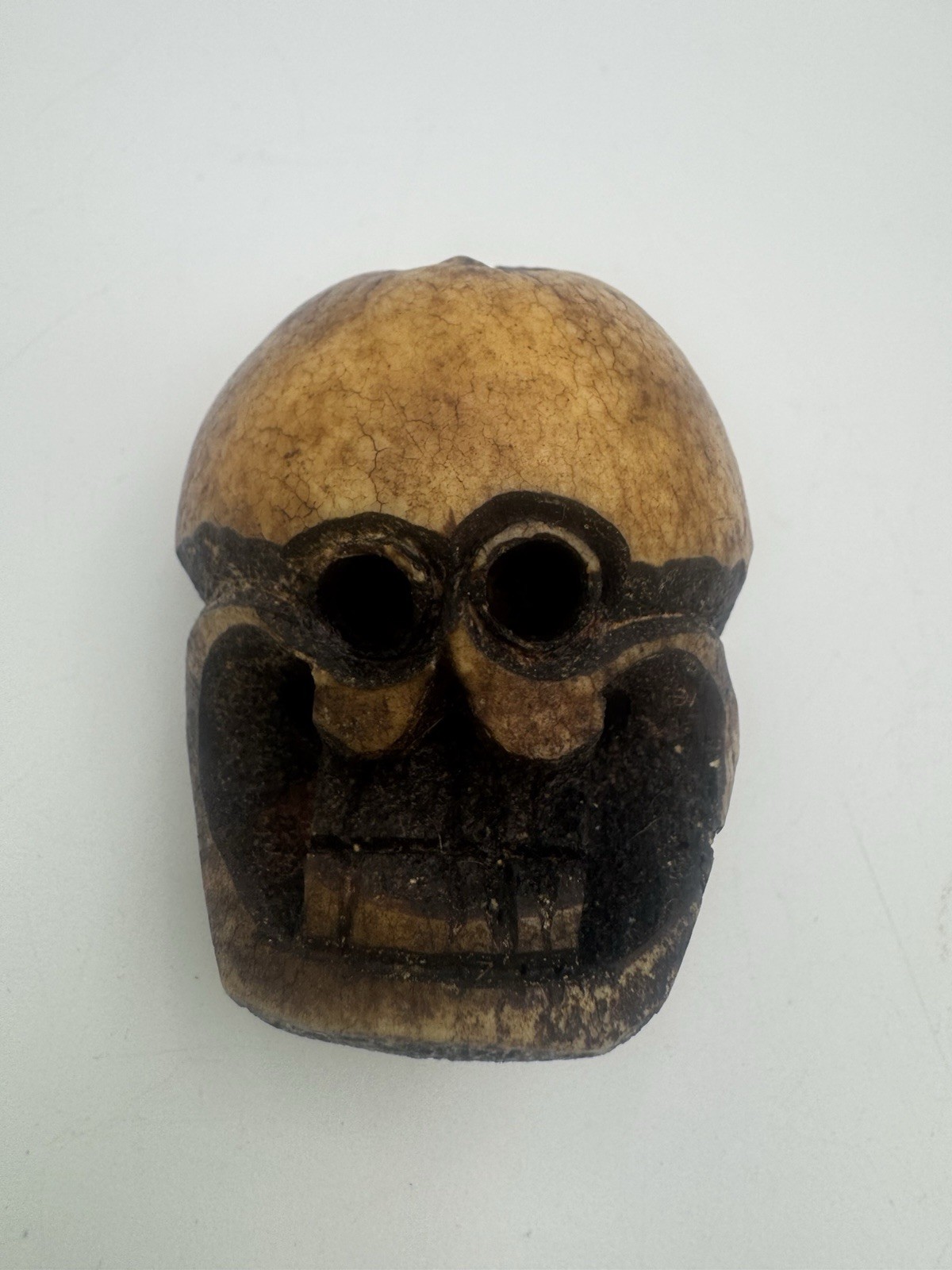 Oddity Hand Carved Tibetan Style Skull Bead Pendant Amulet Charm 2.5”