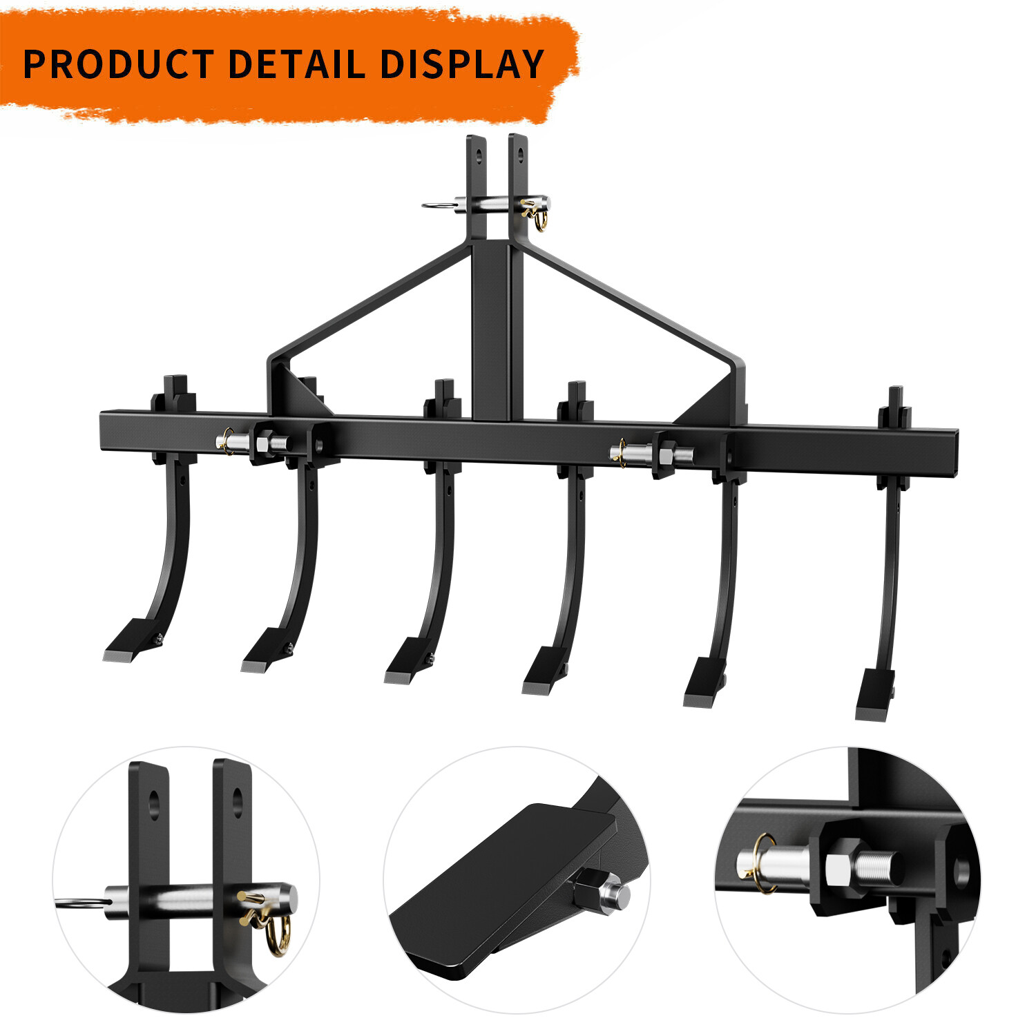 Chisel Plow Scarifier Detachable Cultivator W/6 Shanks for CAT-0 and CAT-1