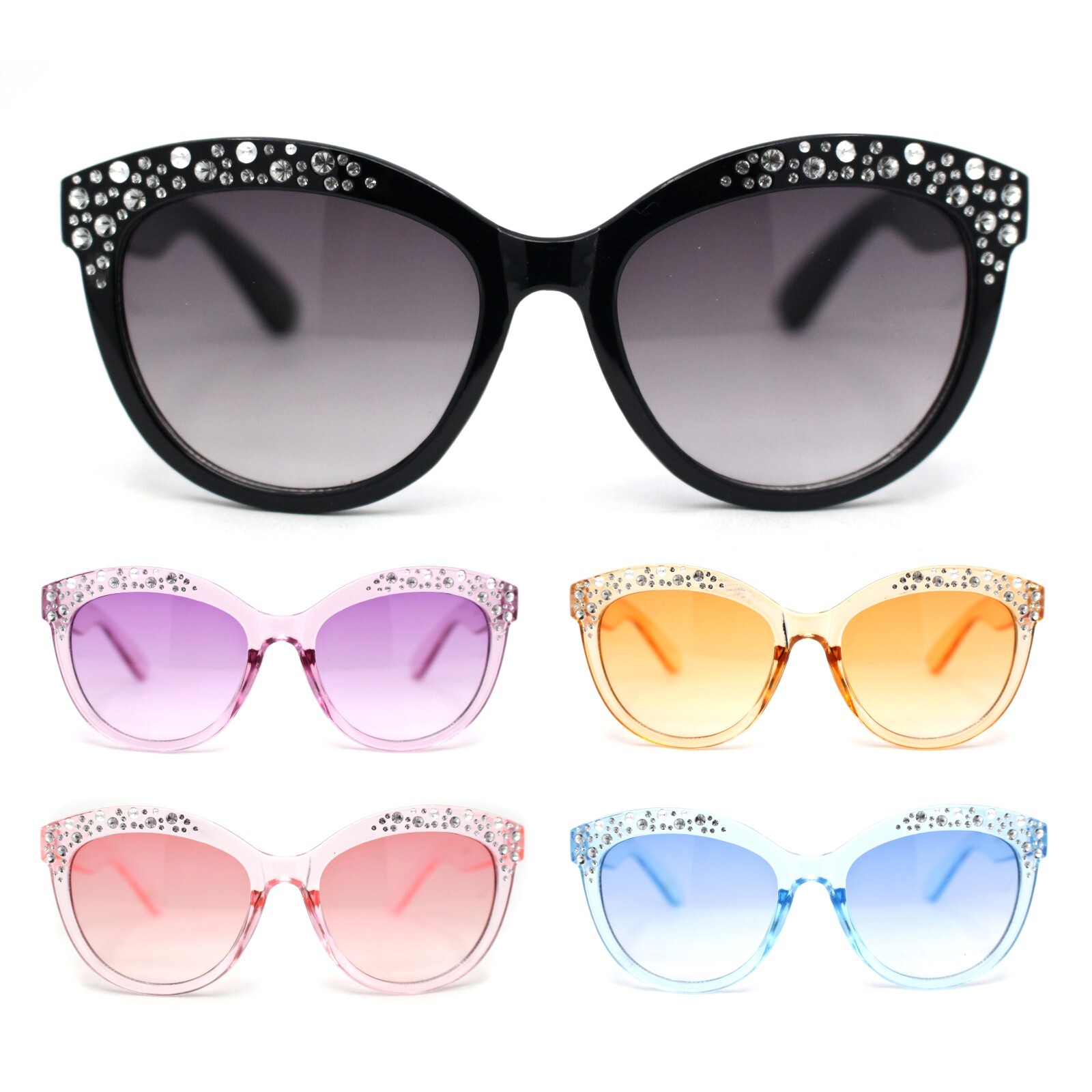 Girls Child Size Engraved Bling Foil Plastic Round Horn Rim Sunglasses