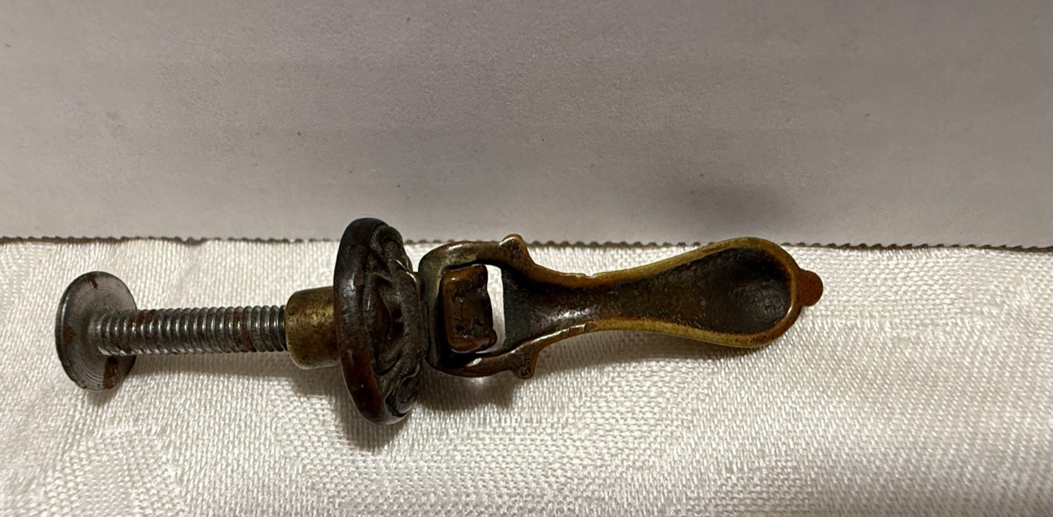 Vintage Teardrop / Pendant Drawer Pull Brass Tone Furniture Hardware Aged Patina