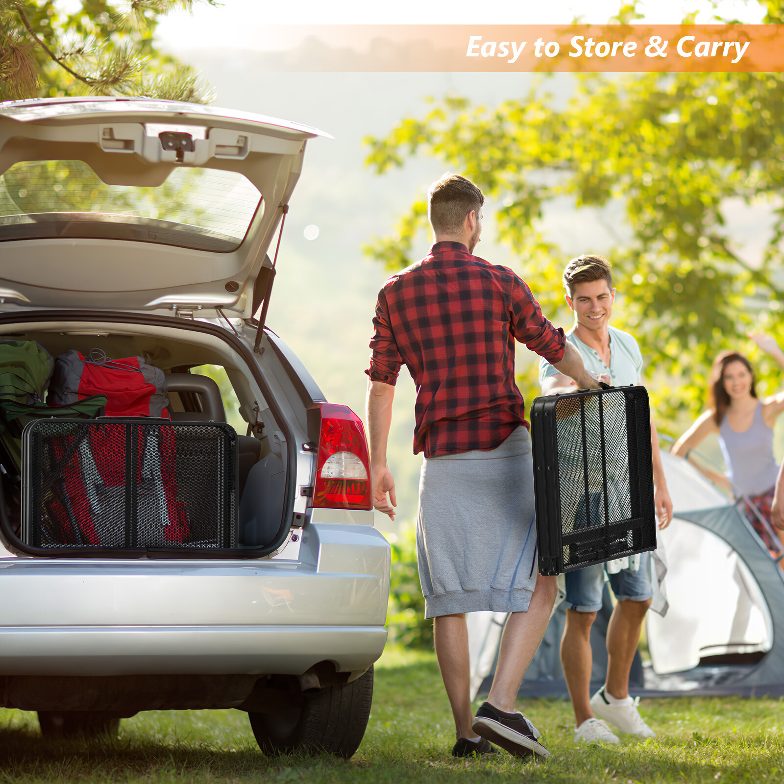 New Camping Table 3 ft Folding Grill Table with Mesh Desktop Portable Aluminum