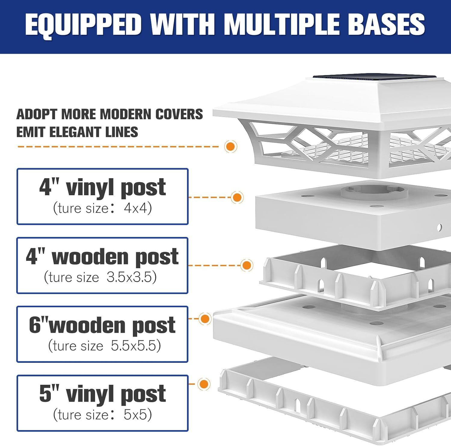 RGB Cool Warm LED Outdoor Solar Powered Deck Post Light Garden Cap Square Fence