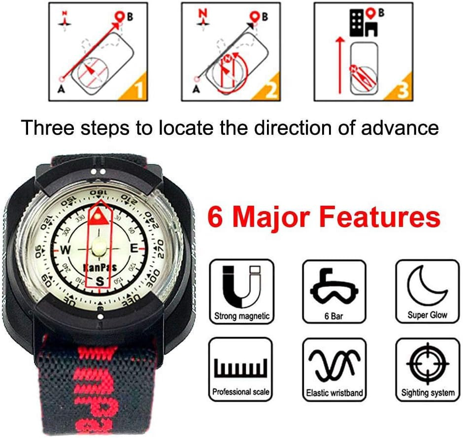 Diving Sighting Wrist Compass for Outdoor Orienteering Mountaineering Hiking